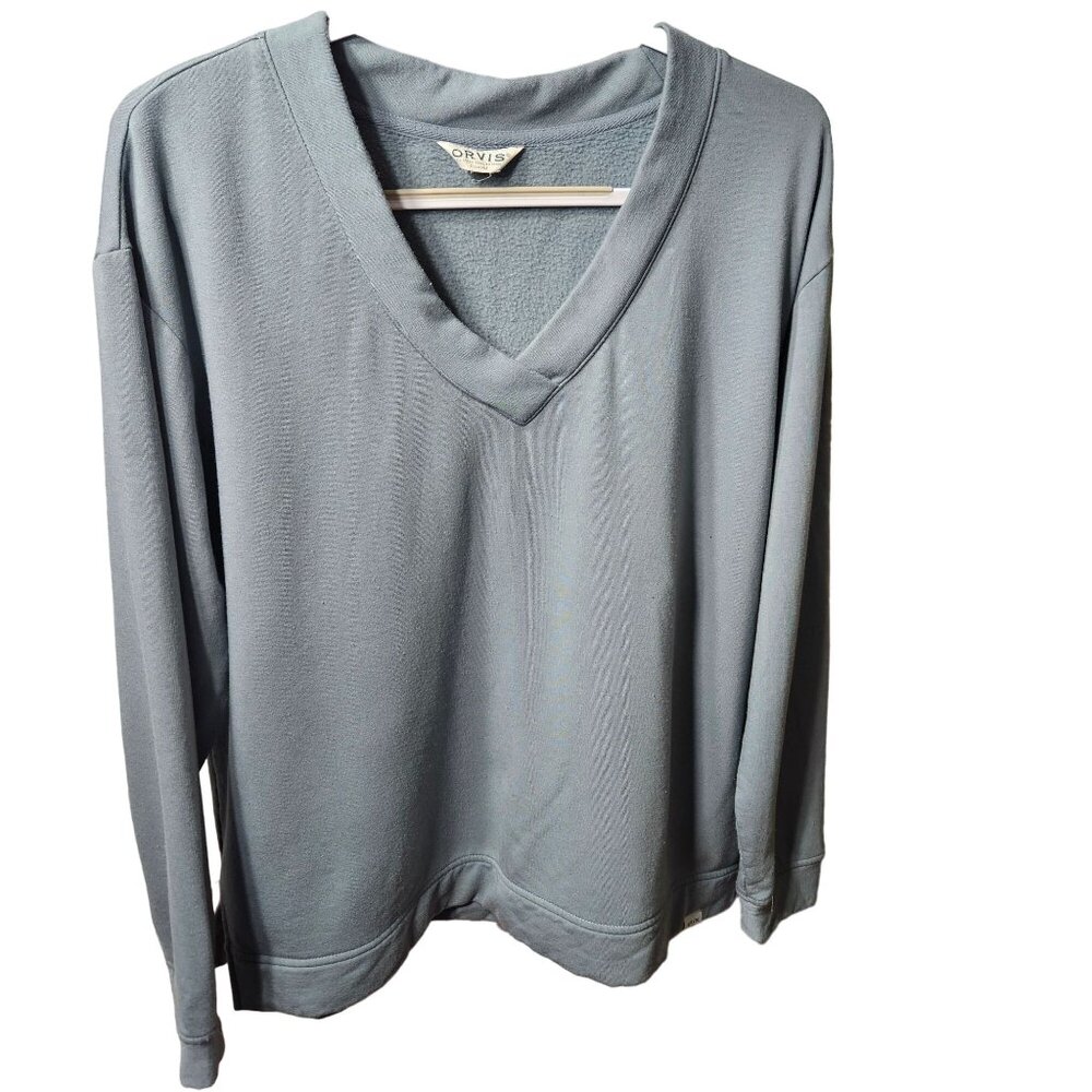 Orvis Mens V-Neck Long Sleeve Pullover Shirt Classic Collection Size Large Soft